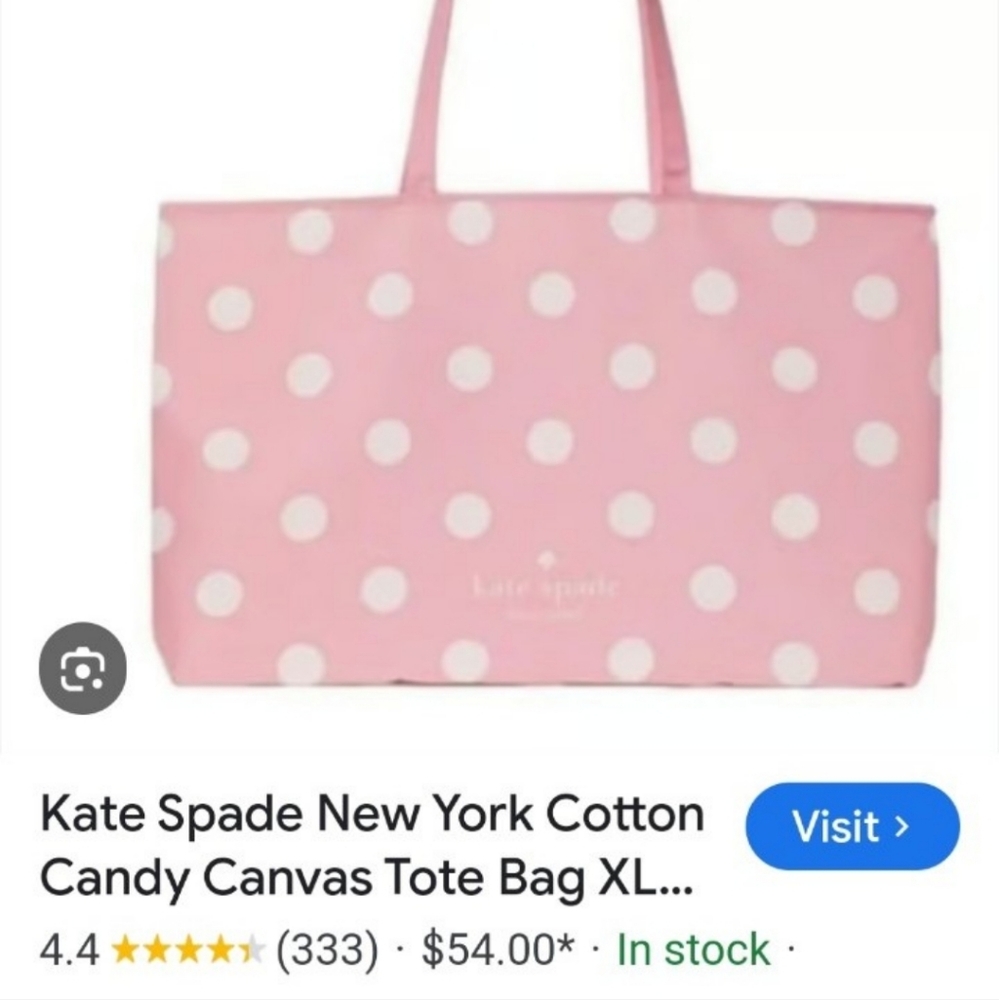 Kate Spade New York Cotton Candy Canvas Tote Bag Pink Polka Dot NWT  1 LEFT! - Picture 12 of 13